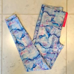 NWT Terez Aquamarine Marble Hi-Shine Leggings